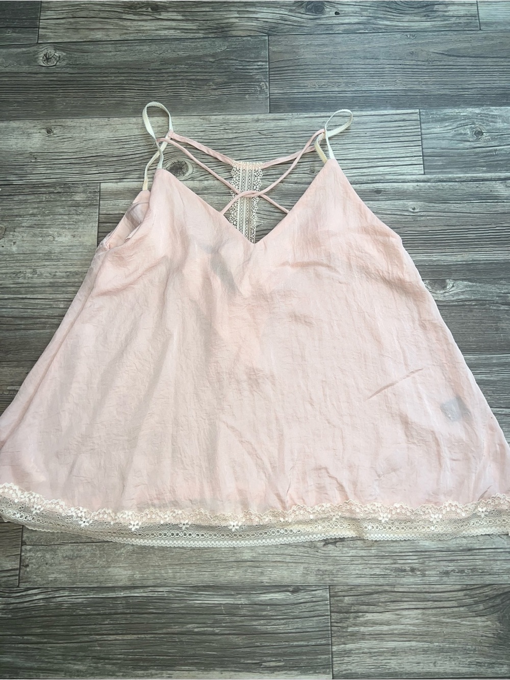 POL Blush Pink Lace Trim Cami Tank – Size Small – NWT